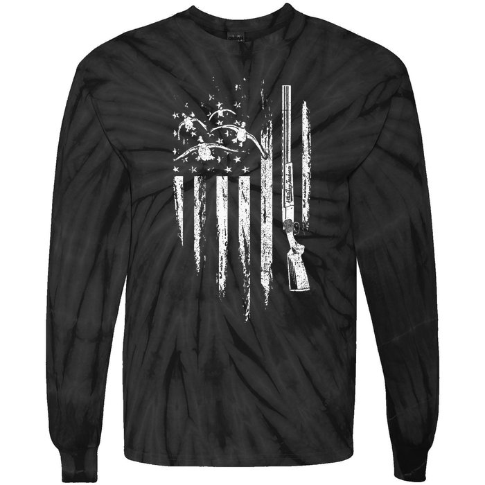 Duck Hunting American Flag Waterfowl Goose Gift For Hunter Tie-Dye Long Sleeve Shirt