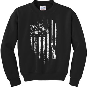 Duck Hunting American Flag Waterfowl Goose Gift For Hunter Kids Sweatshirt