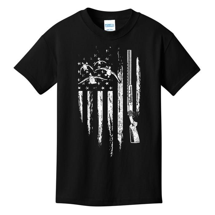 Duck Hunting American Flag Waterfowl Goose Gift For Hunter Kids T-Shirt