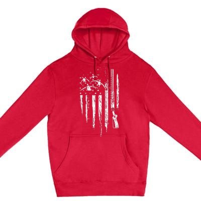 Duck Hunting American Flag Waterfowl Goose Gift For Hunter Premium Pullover Hoodie