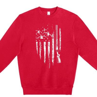 Duck Hunting American Flag Waterfowl Goose Gift For Hunter Premium Crewneck Sweatshirt