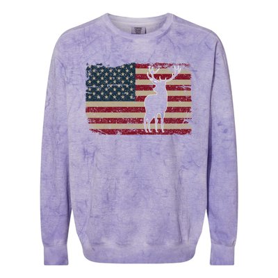 Deer Hunting American Flag Usa Proud Hunter Gift Idea Gift Colorblast Crewneck Sweatshirt