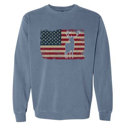 Deer Hunting American Flag Usa Proud Hunter Gift Idea Gift Garment-Dyed Sweatshirt