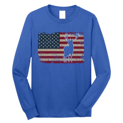 Deer Hunting American Flag Usa Proud Hunter Gift Idea Gift Long Sleeve Shirt