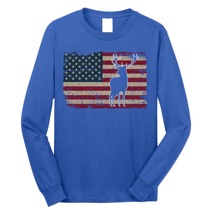 Deer Hunting American Flag Usa Proud Hunter Gift Idea Gift Long Sleeve Shirt