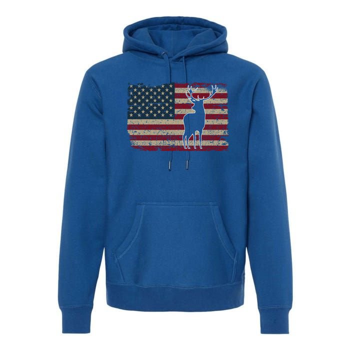 Deer Hunting American Flag Usa Proud Hunter Gift Idea Gift Premium Hoodie