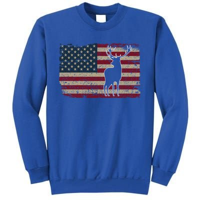 Deer Hunting American Flag Usa Proud Hunter Gift Idea Gift Tall Sweatshirt