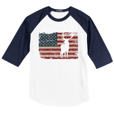 Deer Hunting American Flag Usa Proud Hunter Gift Idea Gift Baseball Sleeve Shirt