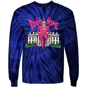 Daddy Home Again Trump Elect President 2024 Tie-Dye Long Sleeve Shirt