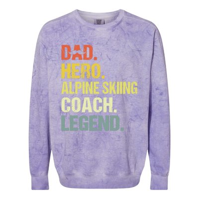 Dad Hero Alpine Skiing Coach Funny Alpine Skiing Coach Colorblast Crewneck Sweatshirt