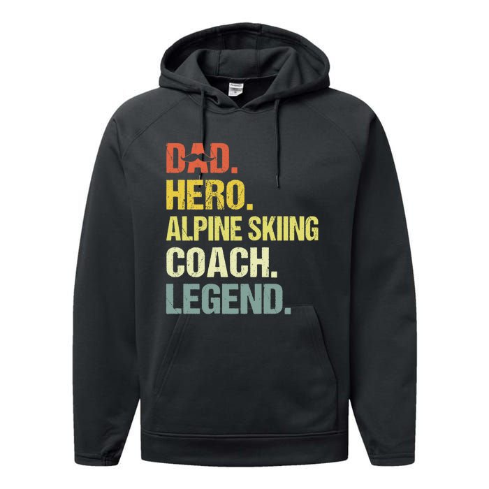 Dad Hero Alpine Skiing Coach Funny Alpine Skiing Coach Performance Fleece Hoodie