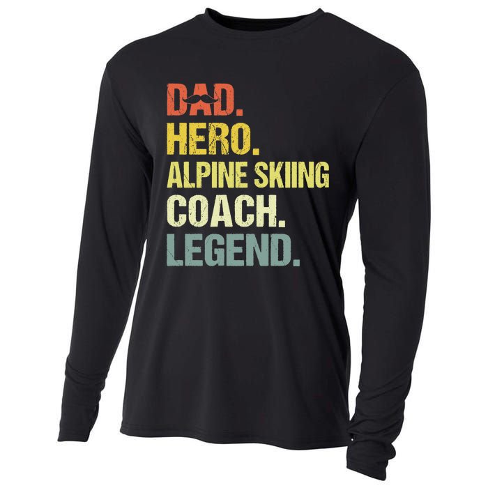 Dad Hero Alpine Skiing Coach Funny Alpine Skiing Coach Cooling Performance Long Sleeve Crew