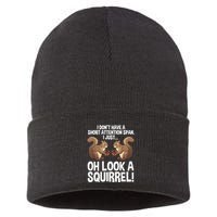 Dont Have A Short Attention Span Oh Squirrel Funny Sustainable Knit Beanie