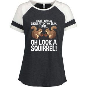 Dont Have A Short Attention Span Oh Squirrel Funny Enza Ladies Jersey Colorblock Tee