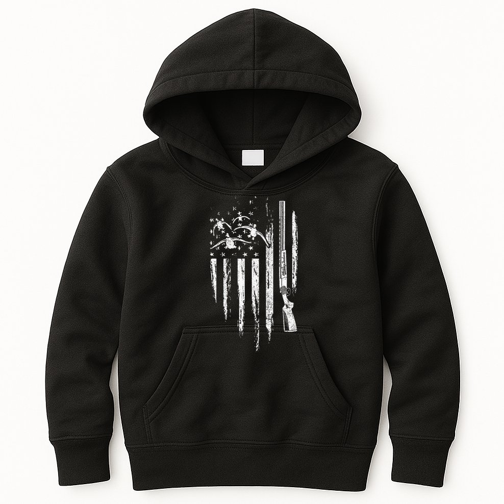 Duck Hunting American Flag Waterfowl Goose Gift For Hunter  Kids Hoodie