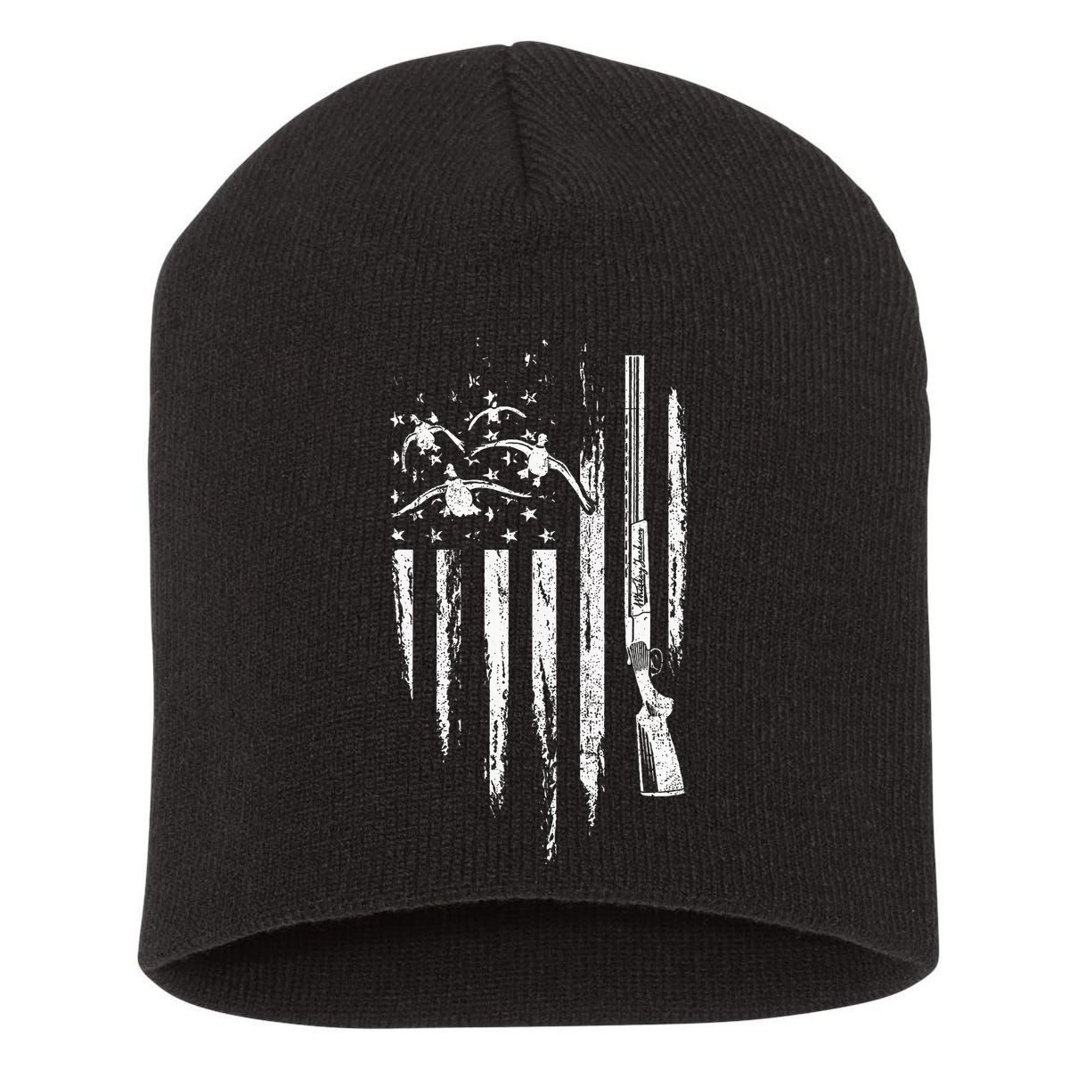 Duck Hunting American Flag Waterfowl Goose Gift For Hunter  Short Acrylic Beanie