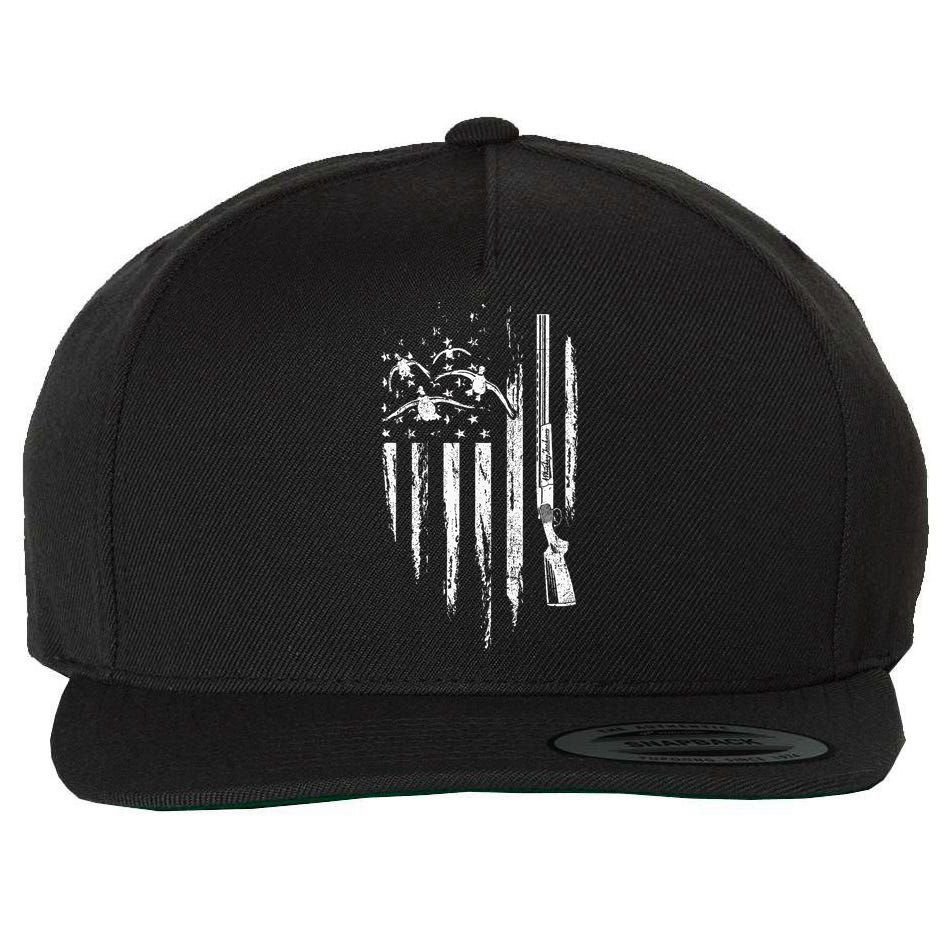 Duck Hunting American Flag Waterfowl Goose Gift For Hunter  Wool Snapback Cap