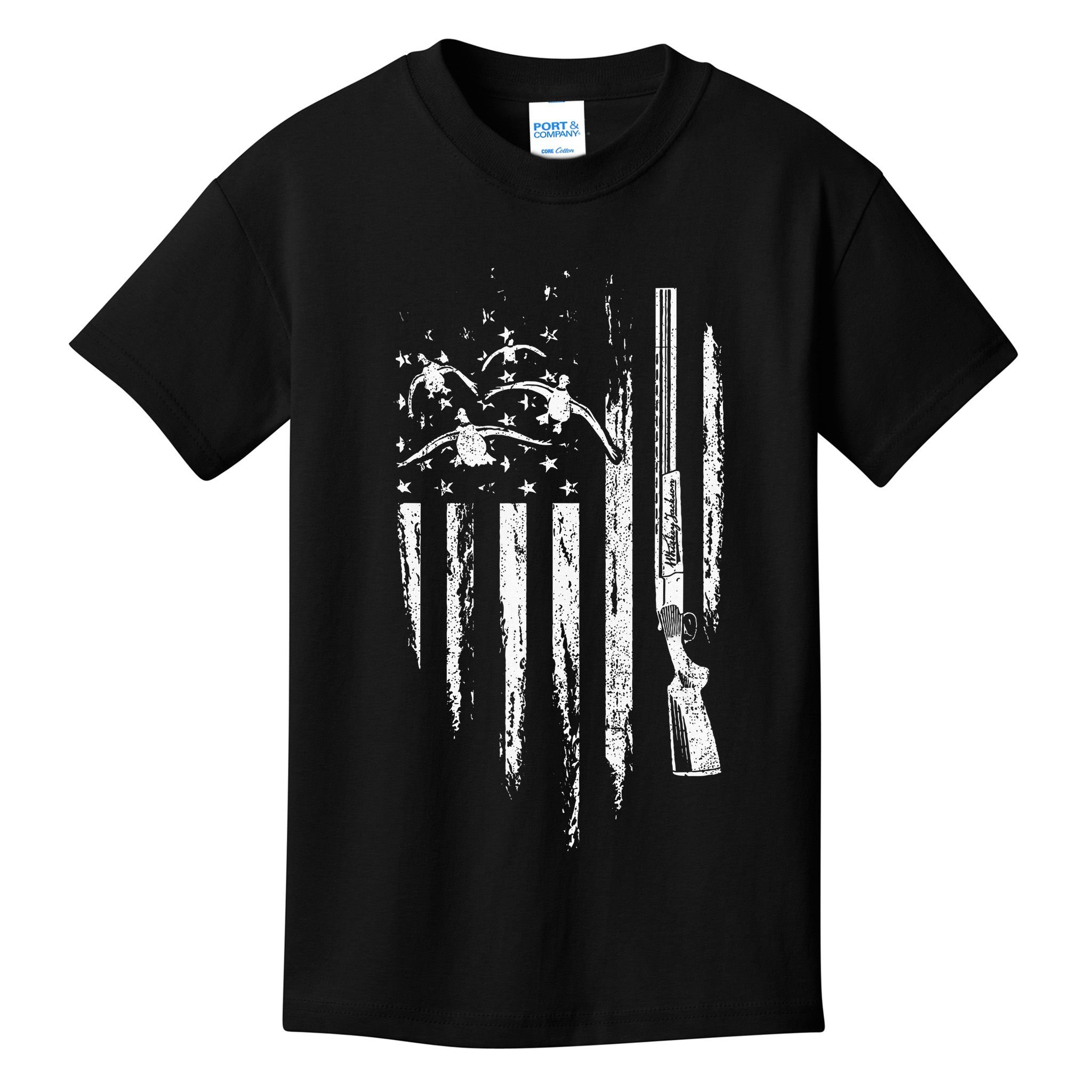 Duck Hunting American Flag Waterfowl Goose Gift For Hunter  Kids T-Shirt