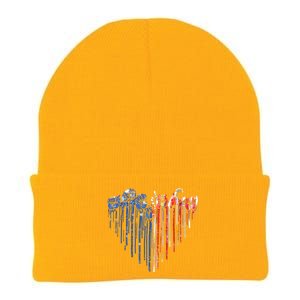 Dripping Heart America Sign Language ASL Deaf 4th Of July Knit Cap Winter Beanie