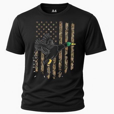 Duck Hunter American Flag Waterfowl Hunting Camouflage Performance Shirt