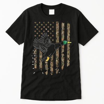 Duck Hunter American Flag Waterfowl Hunting Camouflage Tall T-Shirt