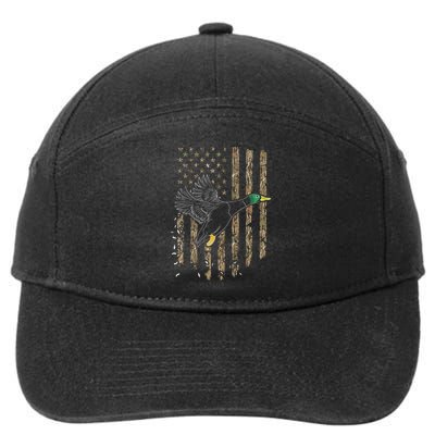 Duck Hunter American Flag Waterfowl Hunting Camouflage 7-Panel Snapback Hat