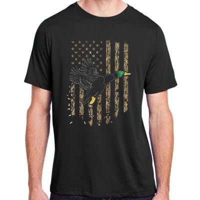 Duck Hunter American Flag Waterfowl Hunting Camouflage Adult ChromaSoft Performance T-Shirt