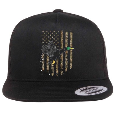 Duck Hunter American Flag Waterfowl Hunting Camouflage Flatbill Hat