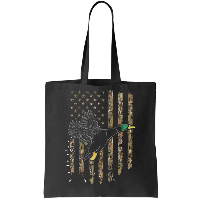 Duck Hunter American Flag Waterfowl Hunting Camouflage Tote Bag