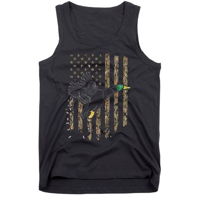 Duck Hunter American Flag Waterfowl Hunting Camouflage Tank Top