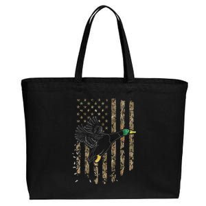 Duck Hunter American Flag Waterfowl Hunting Camouflage Cotton Canvas Jumbo Tote