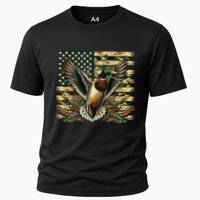 Duck Hunter American Flag Camouflage Hunting Cooling Performance Crew T-Shirt