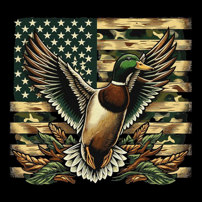 Duck Hunter American Flag Camouflage Hunting Cooling Performance Crew T-Shirt