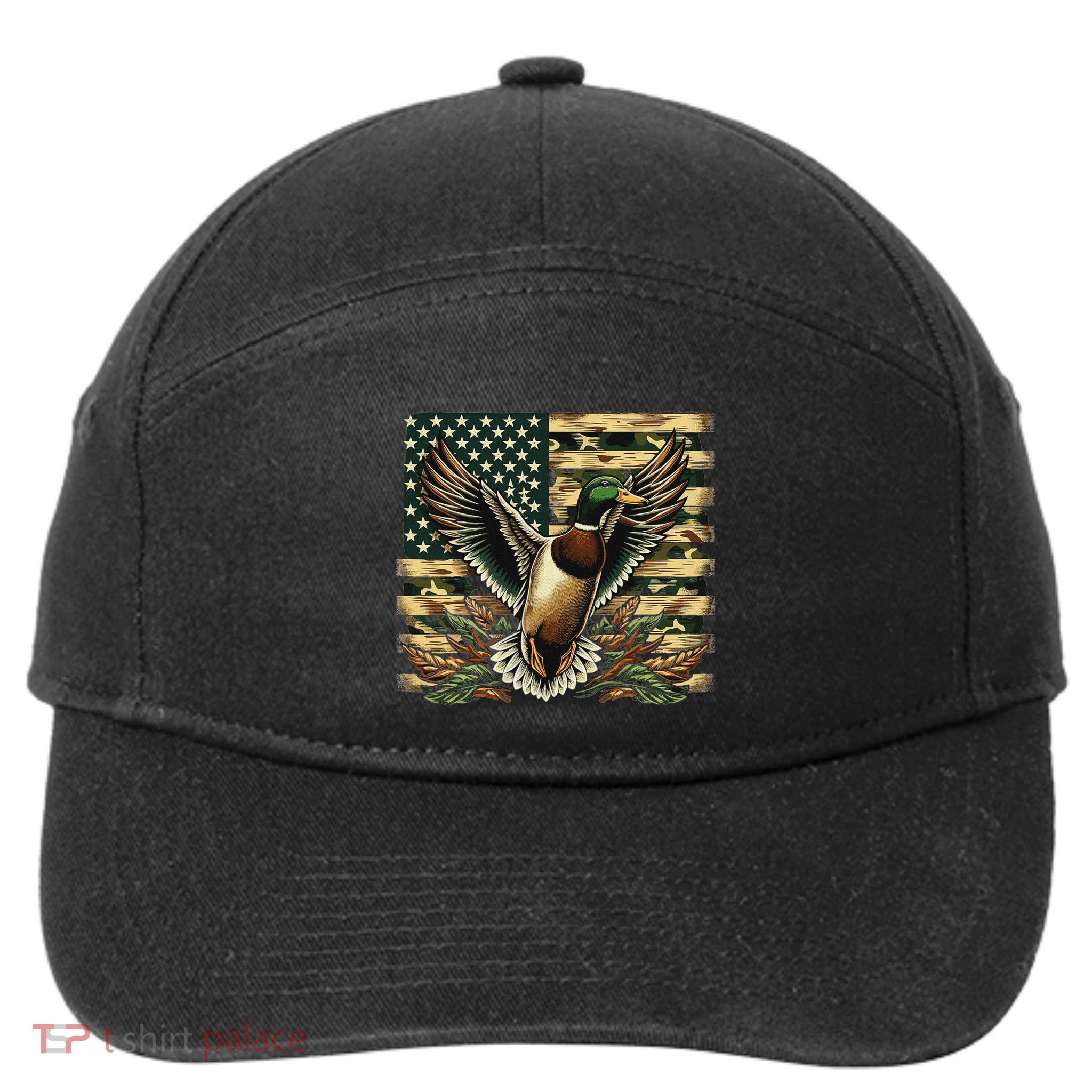 Duck Hunter American Flag Camouflage Hunting 7-Panel Snapback Hat
