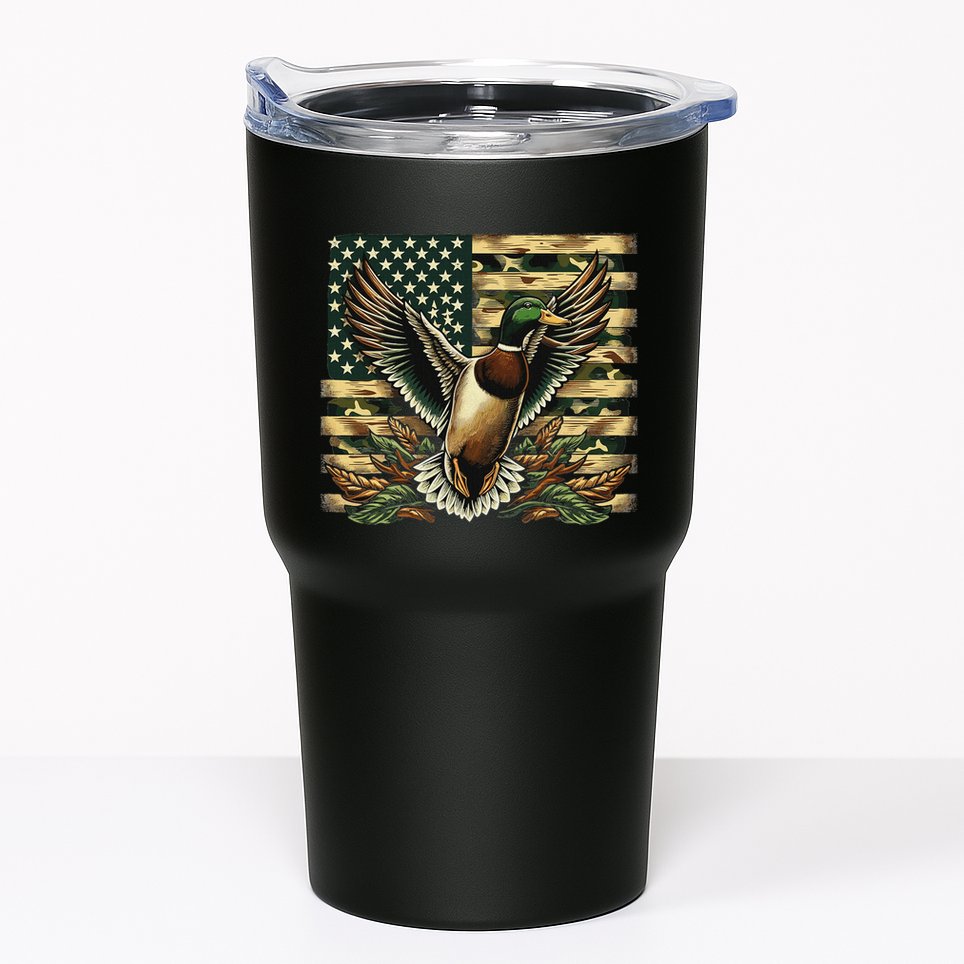 Duck Hunter American Flag Camouflage Hunting Tumbler