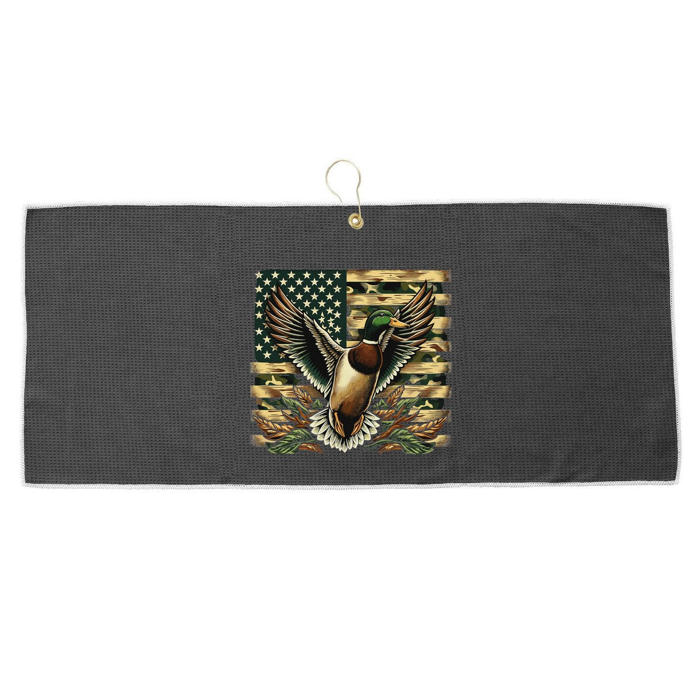Duck Hunter American Flag Camouflage Hunting Large Microfiber Waffle Golf Towel