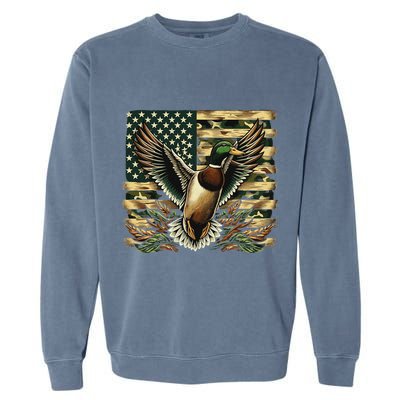 Duck Hunter American Flag Camouflage Hunting Garment-Dyed Sweatshirt