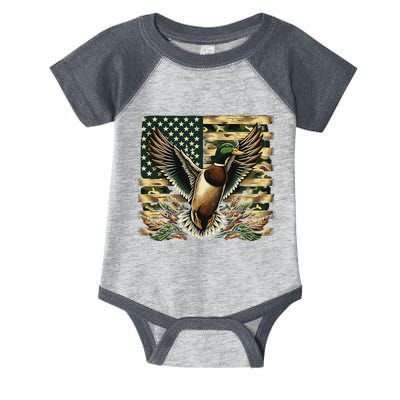 Duck Hunter American Flag Camouflage Hunting Infant Baby Jersey Bodysuit