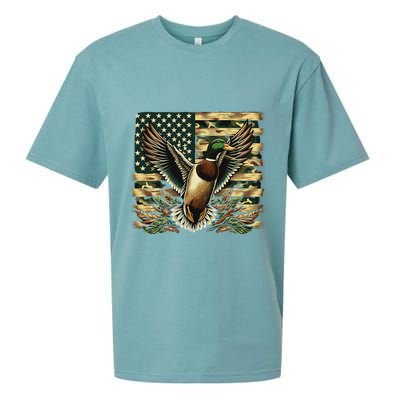 Duck Hunter American Flag Camouflage Hunting Sueded Cloud Jersey T-Shirt