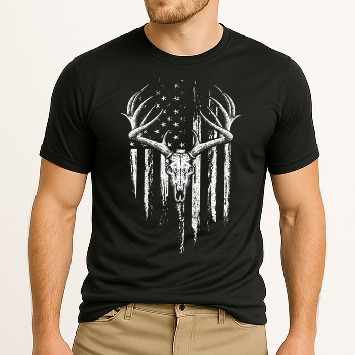 Deer Hunting American Flag Bowhunting Whitetail Bow Hunter Cooling Performance Crew T-Shirt