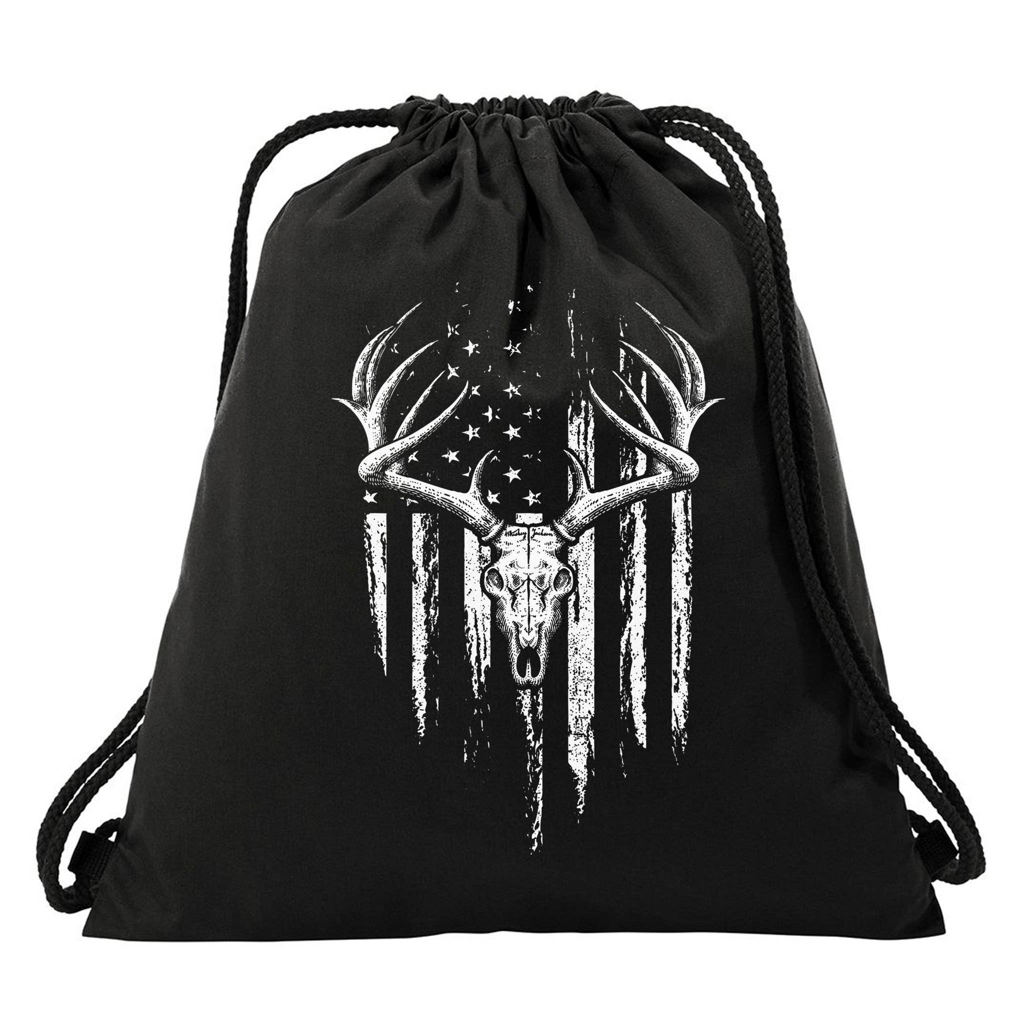 Deer Hunting American Flag Bowhunting Whitetail Bow Hunter Drawstring Bag