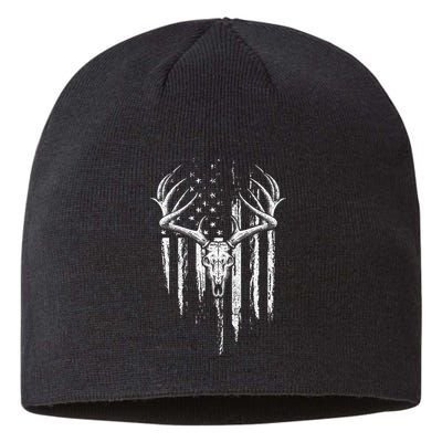 Deer Hunting American Flag Bowhunting Whitetail Bow Hunter Sustainable Beanie