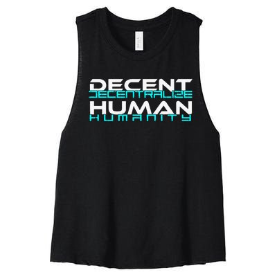 Decentralize Humanity Are You Decent Women's Racerback Cropped Tank