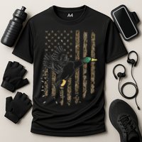 Duck Hunter American Flag Waterfowl Hunting Camouflage Cooling Performance Crew T-Shirt