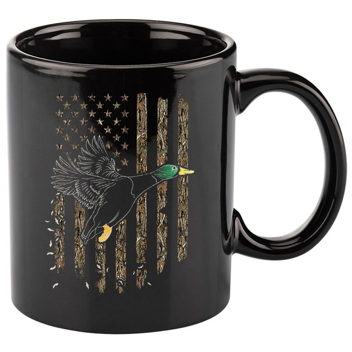 Duck Hunter American Flag Waterfowl Hunting Camouflage 11oz C Handle Ceramic Mug