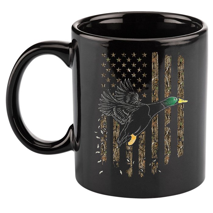 Duck Hunter American Flag Waterfowl Hunting Camouflage 11oz C Handle Ceramic Mug
