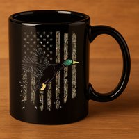 Duck Hunter American Flag Waterfowl Hunting Camouflage 11oz C Handle Ceramic Mug