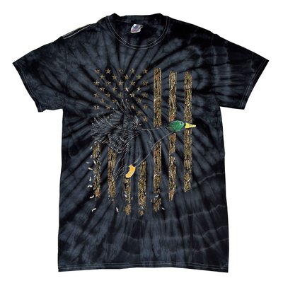Duck Hunter American Flag Waterfowl Hunting Camouflage Tie-Dye T-Shirt