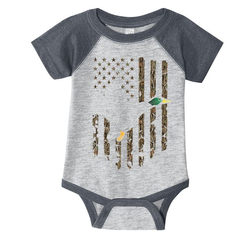 Duck Hunter American Flag Waterfowl Hunting Camouflage Infant Baby Jersey Bodysuit