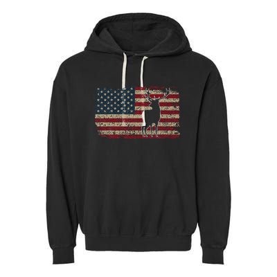 Deer Hunting American Flag I Proud Hunter Gift Idea Garment-Dyed Fleece Hoodie